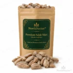 NorthNectar Premium Salab Misri (Orchis latifolia) naturally dried Himalayan herbal root on a clean white background.