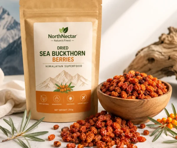 NorthNectar Premium Dried Sea Buckthorn Berries from the Himalayan region of Pakistan